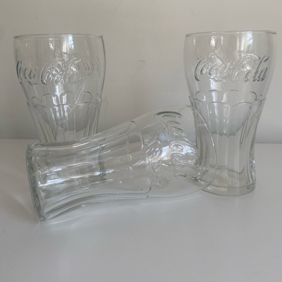 VTG Coca-Cola Classic Collectible Embossed Clear Drinking Glasses 16oz Set Of 3 - Picture 6 of 11
